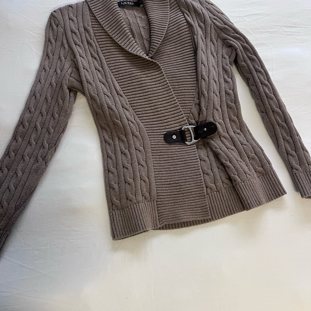 Ralph Lauren Women's Tan Cable Knit Cardigan